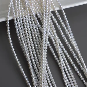 Round 3mm-4mm Natural White Freshwater Pearl Strands for Jewelry Making