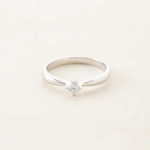 Round Bright-Cut Crystal Gemstone Ring, 18K Gold-Plated, Diamond Ring