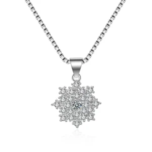 Round Brilliant-Cut Cubic Zirconia Snowflake Pendant