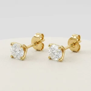 Round Cut Four-Prong 2.1CTW Stud Earrings 10K Solid Gold Lab Diamond IGI Certified VVS CVD/HPHT DEF Color