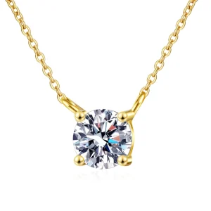 Round Moissanite Pendant Necklace S925 Sterling Silver Chain for Women