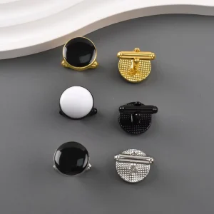 Round Solid Men’s Business Shirt Cufflinks for Wedding Parties