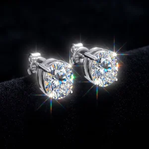 S925 1CT Oval-Cut Moissanite Stud Earrings for Women