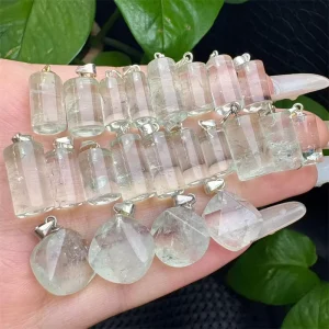 S925 Gemstone Green Crystal Moonstone Moss Agate Pendant for Jewelry DIY Making Gift