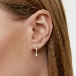 S925 Geometric Oval Zircon Hoop Earrings U-Shape Classic Vintage