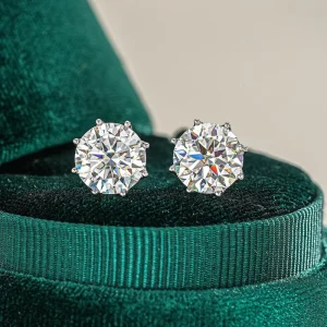 S925 Moissanite Six-Prong Geometric Stud Earrings 11mm