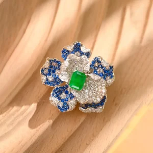S925 Silver Flower Brooch Gemstone Fine Fashion Jewelry
