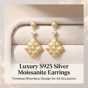 S925 Silver Inlaid Moissanite Block-Shaped Earrings