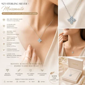 S925 Silver Link Chain Four Leaf Clover D Color VVS1 Clarity Moissanite Pendant Necklace