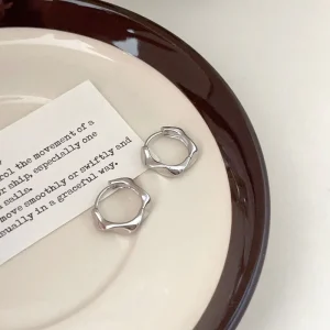 S925 Silver Minimalist Hoop Earrings with Smooth Curved Surface