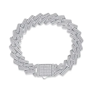 S925 Silver Moissanite Cuban Link Bracelet for Men
