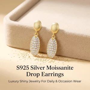S925 Silver Moissanite Oval Earrings