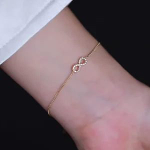 S925 Silver Plated 8-Number Zircon Chain and Link Bracelet