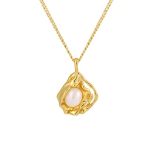 S925 Sterling Silver 18K Gold Pearl Necklace for Women