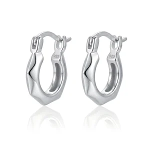 S925 Sterling Silver Chunky Smooth Hoop Earrings for Women