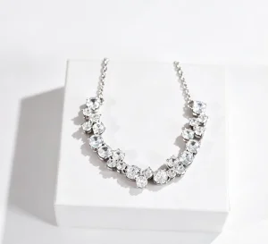 S925 Sterling Silver Cluster Moissanite Crescent Bracelet Unisex Full-Stone Curved Collarbone Chain