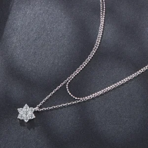 S925 Sterling Silver Double-Layer Moissanite Necklace Pendant Jewelry for Women