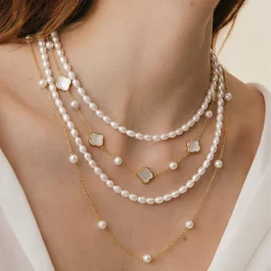 S925 Sterling Silver Edison Pearl Potato Baroque Shape White Geometric Cross Chain Luxury Pendant Necklace For Mother’s Day