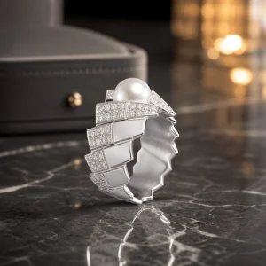 S925 Sterling Silver Freshwater Pearl CZ Ring for Women, R00017