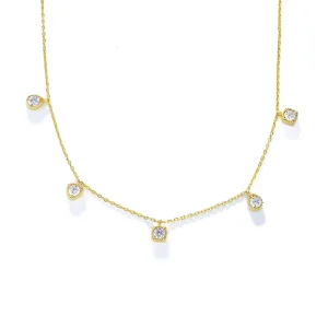S925 Sterling Silver Geometric Gold-Plated Zircon Choker Necklace for Women