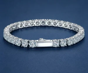 S925 Sterling Silver Gold-Plated Moissanite Tennis Chain Bracelet