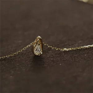 S925 Sterling Silver Gold Plated Teardrop Zircon Pendant Necklace Factory Custom Dainty Clavicle Chain for Women