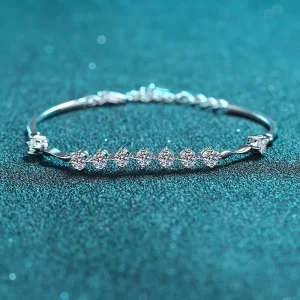 S925 Sterling Silver Moissanite Diamond Arrangement Bracelet for Ladies