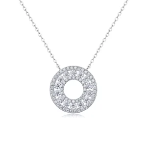 S925 Sterling Silver Moissanite Plated White Gold Pendant Collarbone Necklace