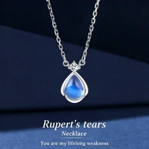 S925 Sterling Silver Moonstone Necklace, Teardrop-Shaped Pendant