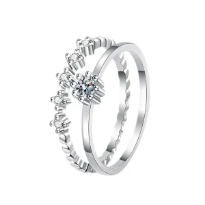 S925 Sterling Silver Platinum-Plated Women’s Classic 10-Point Moissanite Ring Set Tail Small Row Anniversary Factory Direct