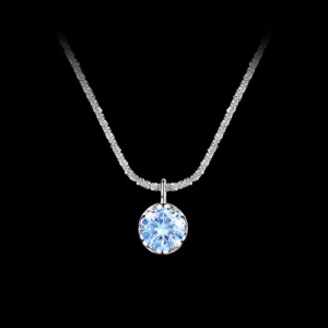 S925 Sterling Silver Round Moissanite Pendant Necklace