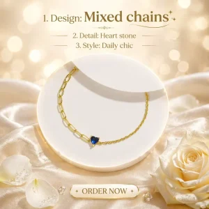 S925 Sterling Silver Synthetic Sapphire Charm Bracelet Adjustable Chain for Women