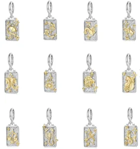S925 Sterling Silver Twelve Zodiac Zircon Pendant