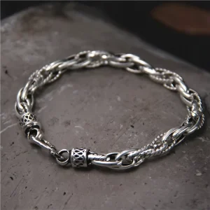 S925 Sterling Silver Twisted Bracelet for Men and Women