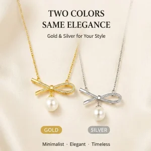 S925 Sterling Silver Two-Tone Pearl Zircon Charm Necklace
