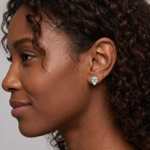 SMOE01 925 Silver VVS Moissanite Pear-Shaped Stud Earrings Hypoallergenic Non-Tarnish
