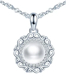 Shell Bead Pendant 925 Sterling Silver Pearl Necklace