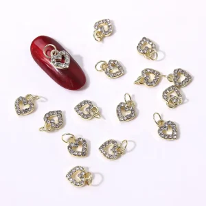 Shiny Rhinestone Diamond Valentine’s Day Manicure Supplies Love Heart Nail Charms Piercing for DIY Pendant
