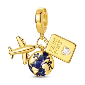 Silver 925 Gold Pendant Plane Charm with Zircon Custom Jewelry for Women