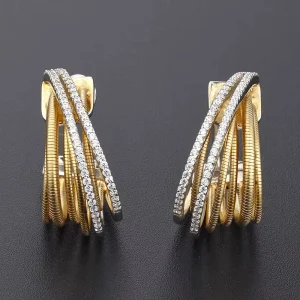 Silver Earrings Jewelry Italy Design Hoop Zircon Earrings 18k Gold Rope Cuff Earrings S925 Silver Stud Party Women