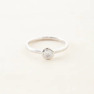 Silver Gemstone Ring, 18K Gold-Plated, Diamond Tip Foot Setting