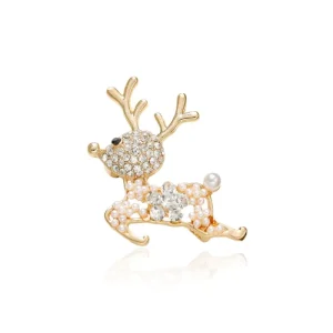Silver-Plated Alloy Deer Brooch for Clothing