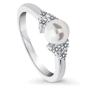 Single Pearl Ring, Silver 925, Size 6
