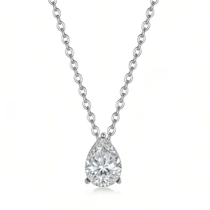 Small Batch Custom Logo Source Jewelry Factory Three Prong Simple Teardrop Moissanite Pendant