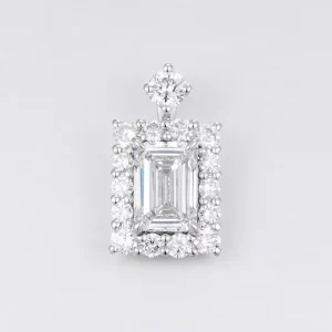 Solid 14K Gold Lab Grown Diamond Emerald Cut Pendant Necklace