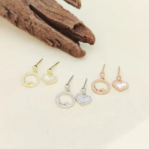 Solid 925 Sterling Silver Heart-Shaped Earrings