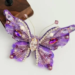 Sorority Butterfly Brooch Pin Crystal and Metal Alloy Gift for Party Wedding Engagement