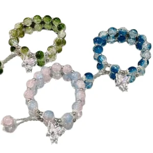 Spherical Crystal Butterfly Design Exploded Pearl Beaded Bracelet for Girls