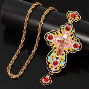Sporty Cross Copper Pendant Necklace with Bamboo Chain Factory Direct