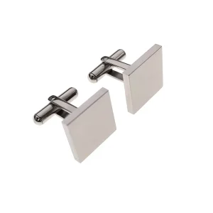 Square Custom Silver and Gold Stainless Steel Cufflinks and Tie Clips with Zircon, Unisex
